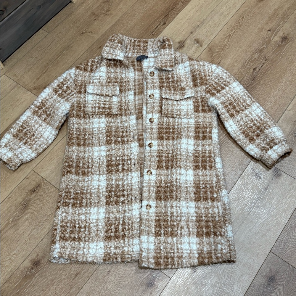 Plaid Kids Jacket in Brown and White